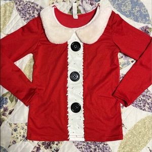 SANTA GIRL LONG SLEEVES T-SHIRT, stuffed neck, buttons SIZE 7